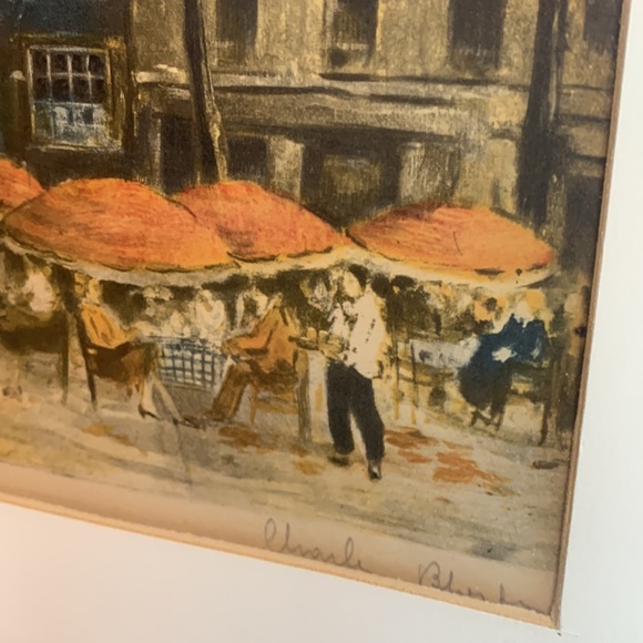 Vtg Signed Charles Mondin French Paris cafe city scape framed lithograph artwork - Picture 4 of 10